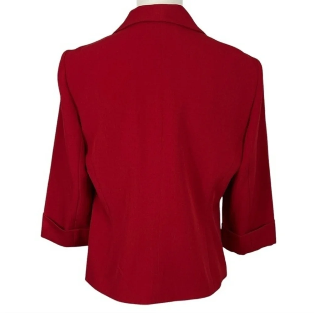 Kasper Red Open Front Shawl Collar Blazer Women Size 6